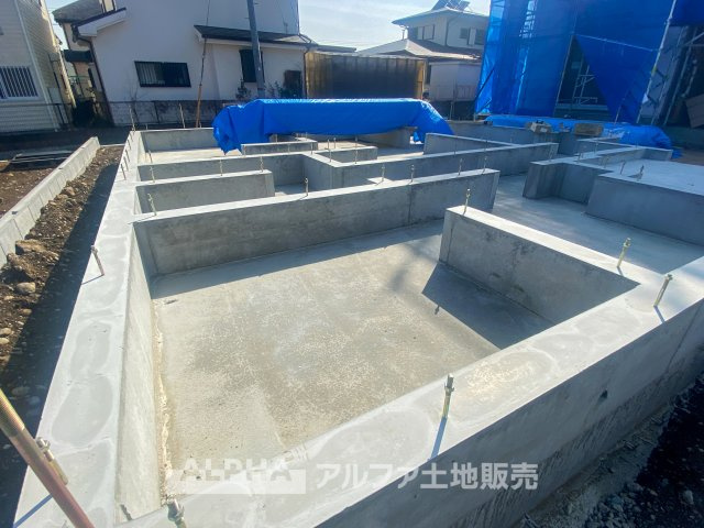 昭島市中神町2丁目　新築　全5棟　1号棟の外観|新しい住まいの基礎が整いました。土地の形状がしっかりと整えられ、今後は快適な生活空間が広がります。完成までの過程をぜひご覧ください。