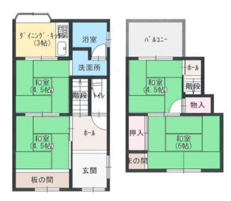 【間取り】 | 尼崎市東難波町3丁目中古戸建 | 足を伸ばして寛げる和室がメインの４Kの間取りです♪リフォーム済みで即ご入居していただけます！！