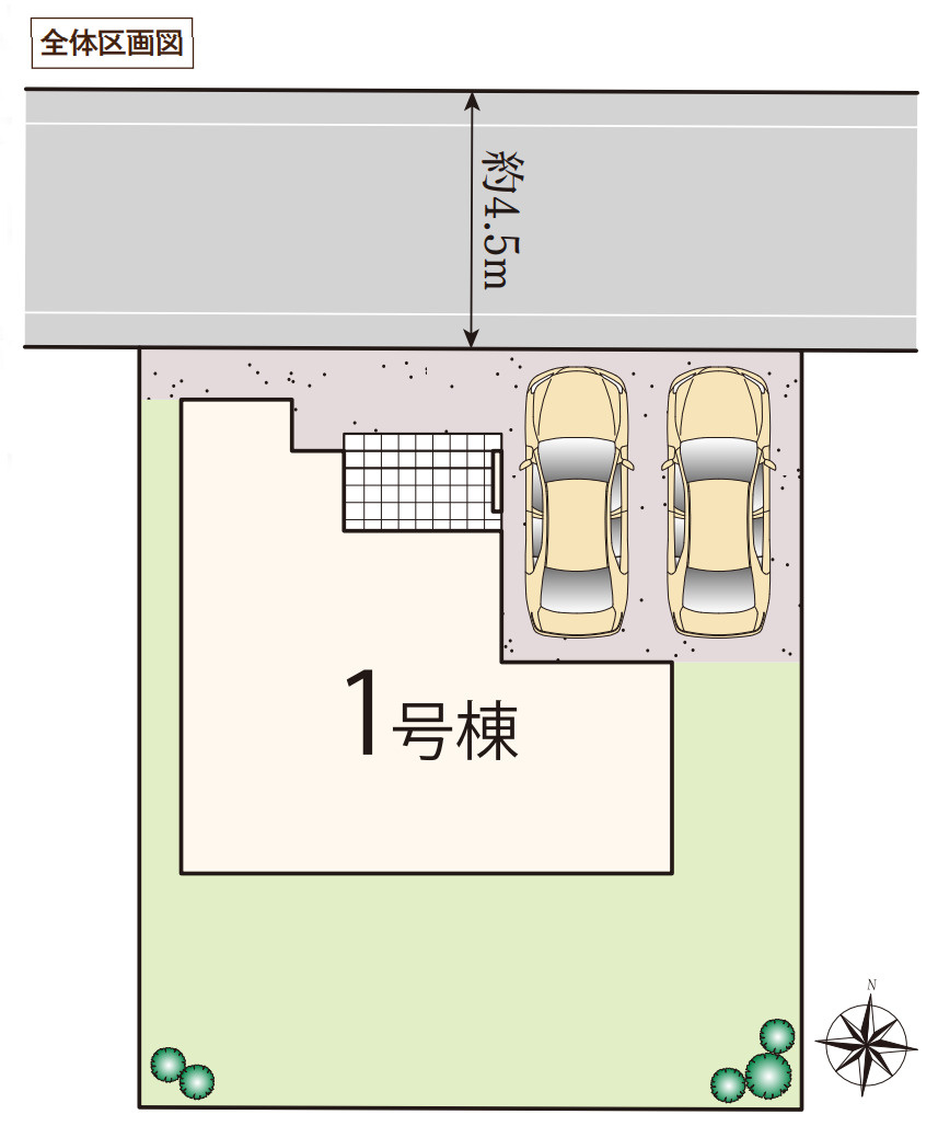 横浜市栄区犬山町 新築戸建て【仲介手数料無料】カースペース2台の区画図