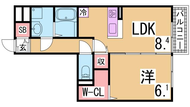 神戸市北区谷上東町のアパートの間取り