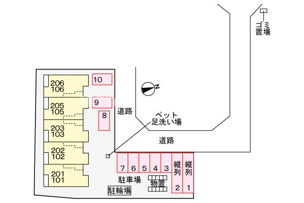 プレミール鶴賀の区画図|外部物置を完備しています◆