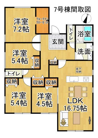 【ご成約済】リーブルガーデン常滑市西之口2丁目　　7号棟の間取り|◆◇平屋◆◇
○●間取り図●○
　7号棟