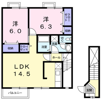 【間取り】 | ハッピースクエアー　Ⅰ