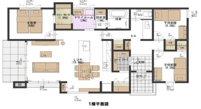 米子市旗ヶ崎2丁目　建売分譲住宅の間取り