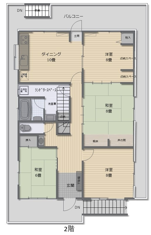 田町N借家　８DKの間取り|２F　間取り