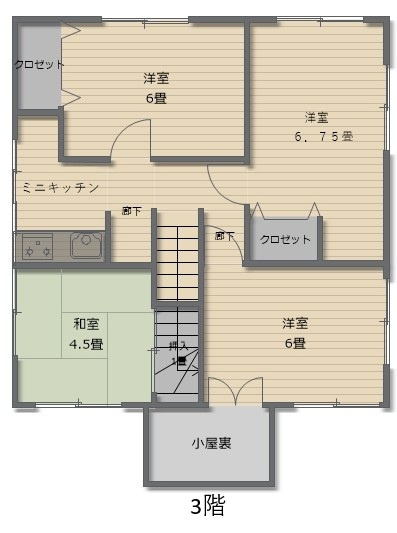 田町N借家　８DKの間取り|３F　間取り