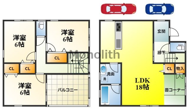岸和田市神須屋町３丁目7号棟の間取り