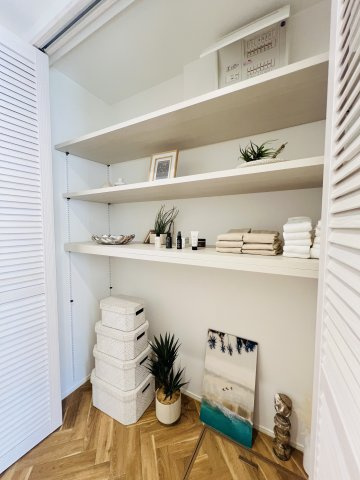 辻堂元町2丁目の収納|バスルームには大きなリネン庫を設置