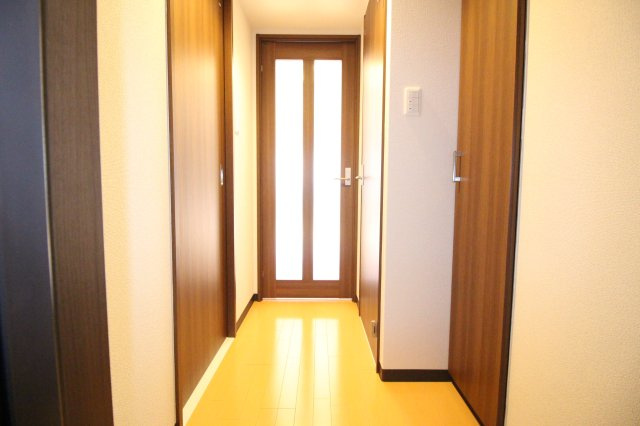 京都市伏見区新町１２丁目の賃貸マンションの玄関|玄関から見た廊下です。