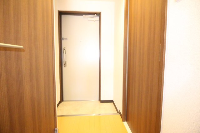 京都市伏見区新町１２丁目の賃貸マンションの玄関|廊下から見た玄関です。