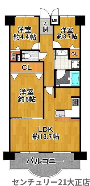 グリーンコーポ大正の間取り