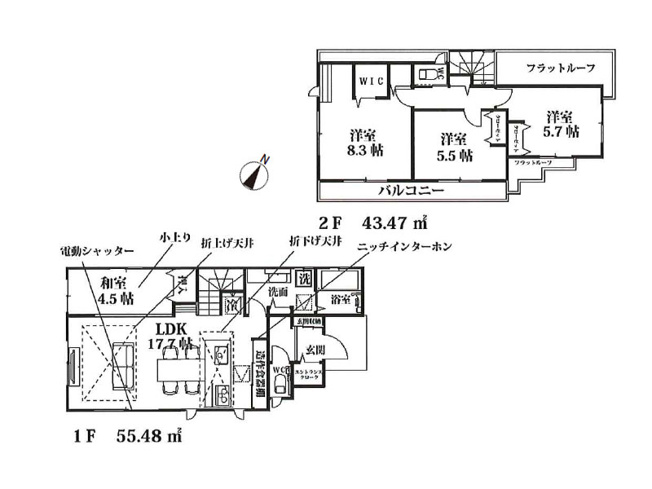 【間取り】 | ふじみ野市元福岡1丁目　新築一戸建住宅　全1棟　(ふじみ野店) | 随所に収納を備え、広々開放的に使える4LDKの住まい。
ちょっとした家事や育児に便利な小上がり和室もございます。