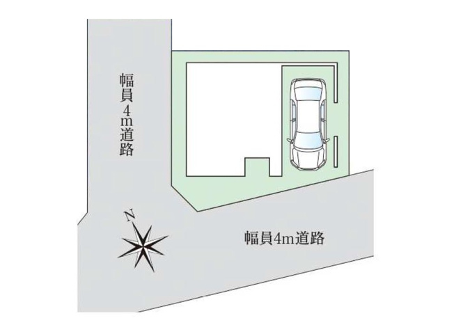 【区画図】 | 志木市柏町6丁目　新築一戸建住宅　全1棟　(志木本店) | 開放感、通風良好な角地。
閑静な住宅地なので静かな暮らしを好む方にもオススメの住環境です。