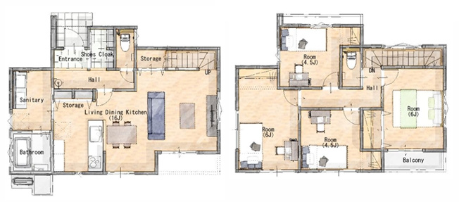 使いやすい４LDK！
LDKは広々１６帖♪