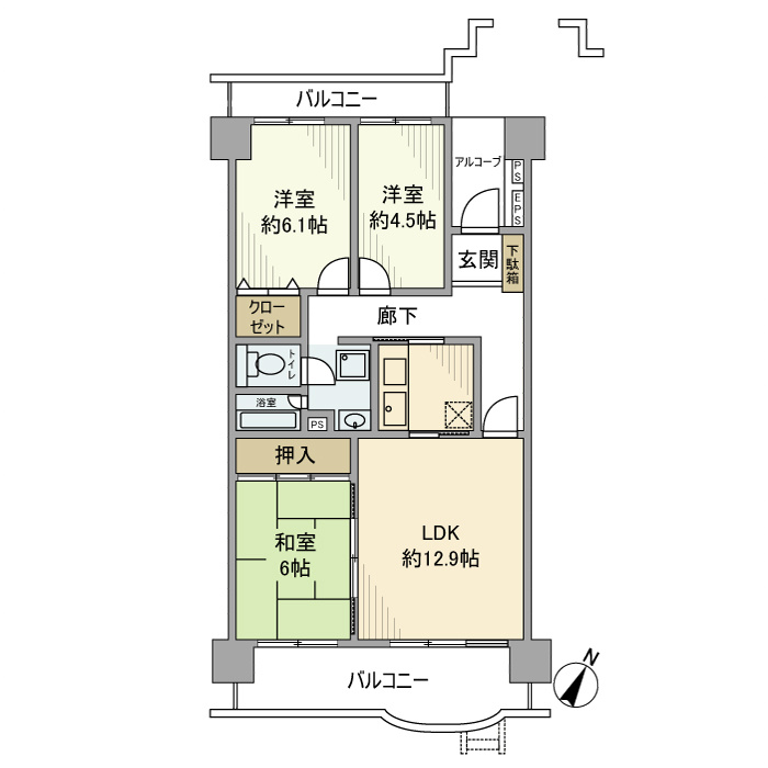 ネオハイツ江戸川台Ａ棟の間取り
