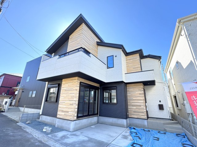 柏市柏新築戸建【柏第五小学校：10分】の外観|完成済み内覧可能です！