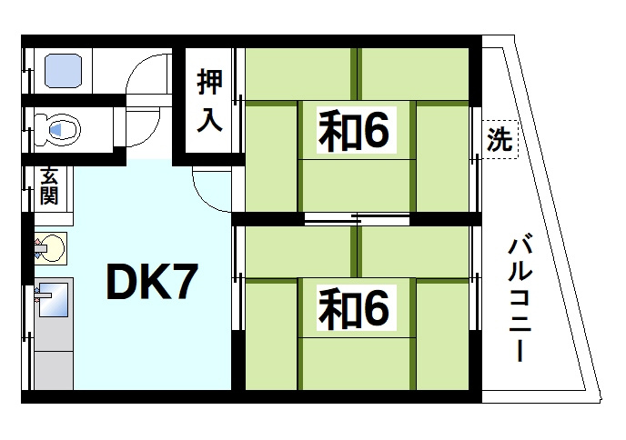 ハイツ大栄の間取り|2DKの間取り