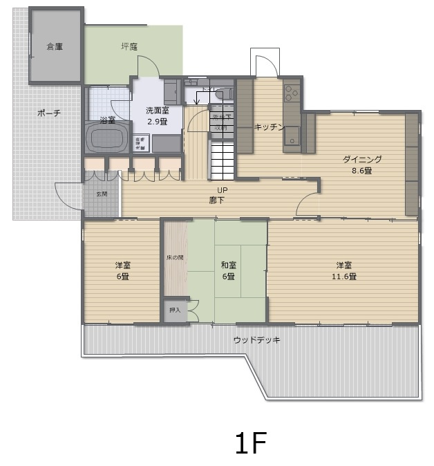 苫田郡鏡野町薪森原　中古住宅6DK+Sのその他|間取り　1階