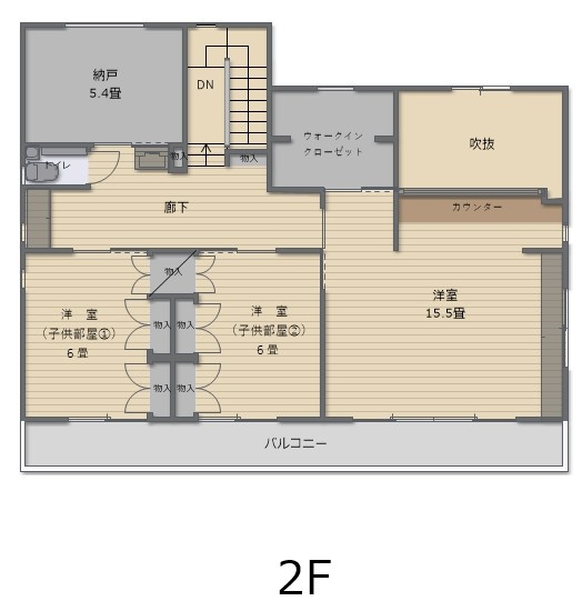 苫田郡鏡野町薪森原　中古住宅6DK+Sのその他|間取り　2階
