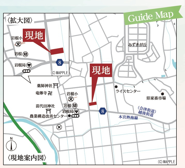 本宮市岩根　Livele Garden　全12棟の地図