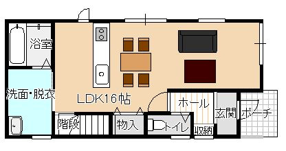 山形市みはらしの丘２丁目　中古住宅の間取り|約16帖のLDK