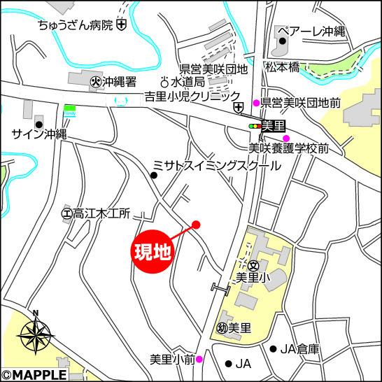 ハートフルタウン沖縄市美里　1号棟の地図