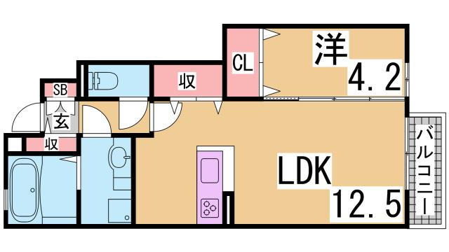 神戸市長田区大塚町９丁目のアパートの間取り