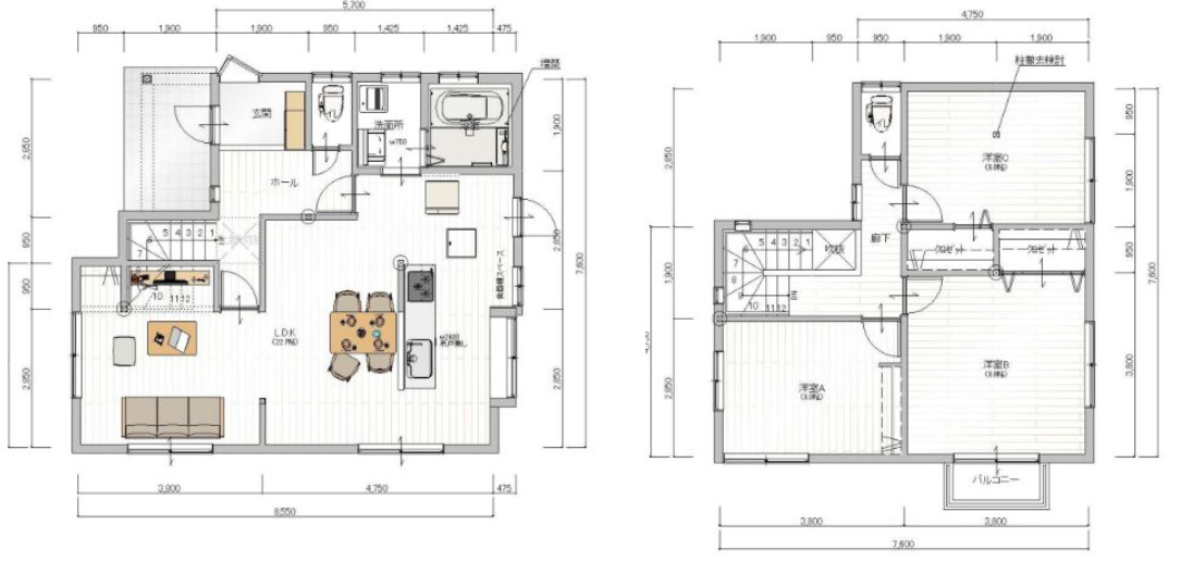 宗像市ひかりヶ丘４丁目　戸建ての間取り