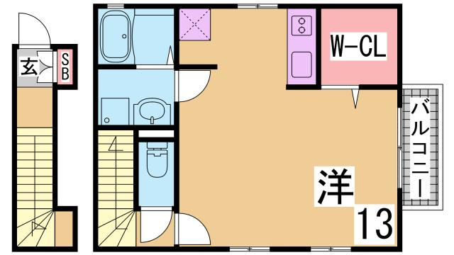 神戸市北区鈴蘭台東町３丁目のアパートの間取り