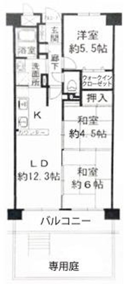 【間取り】 | ファミール北大阪リバーサイド | 南向き・専用庭付・R7年1月室内改装済・敷地内駐車場空有