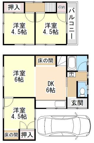 大和高田市甘田町の一戸建ての間取り