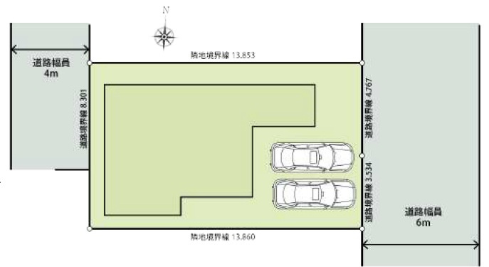 北葛飾郡松伏町　　松伏　　中古戸建の区画図|区画図です