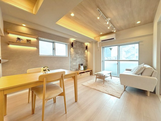 朝日言問マンション　9階　角　部屋　リ　ノベーション済　家具付