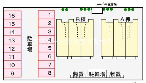 カーサ・セレーノBの区画図