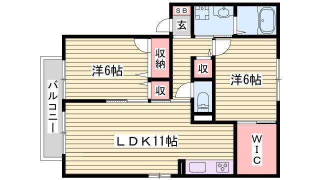 サンシャインヒルズB棟の間取り