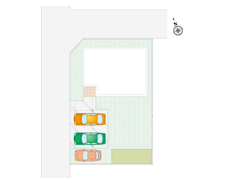 【館林市大街道3丁目全1区画　区画図】
敷地面積212.90㎡(64.40坪)
建物面積112.61㎡(34.06坪)
並列3台駐車可能。