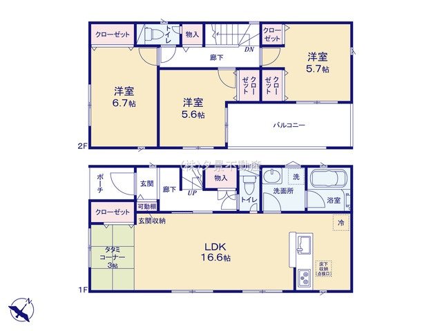 《仲介手数料無料》西区大字宝来1279-1新築一戸建てクレイドルガーデンの間取り