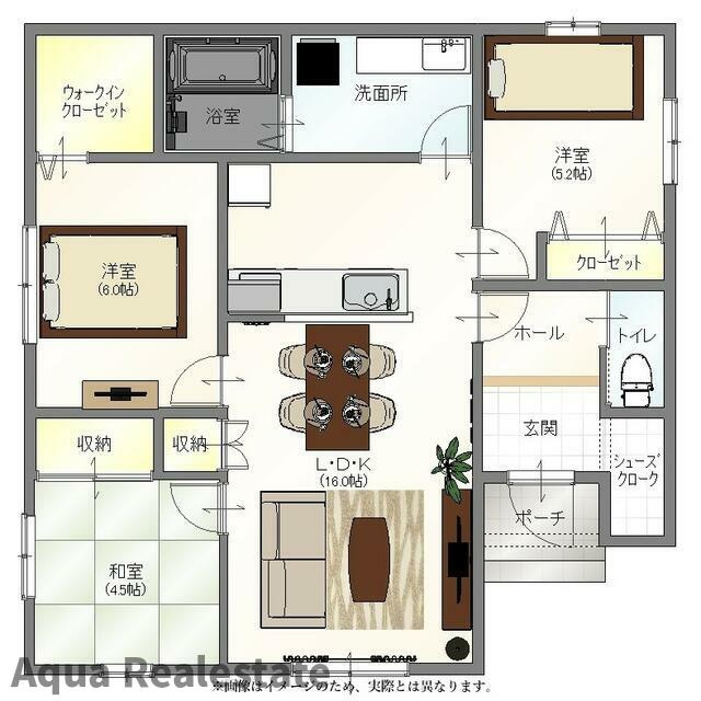 丸亀市飯山町川原の新築一戸建の間取り