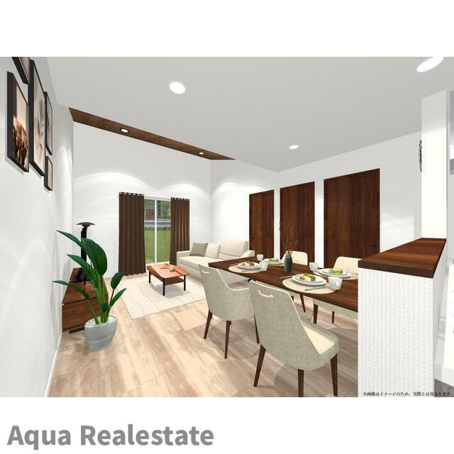 丸亀市飯山町川原の新築一戸建の居間・リビング|ゆったり過ごせる居間です