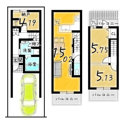 深草フチ町　建築条件付き土地の参考プラン