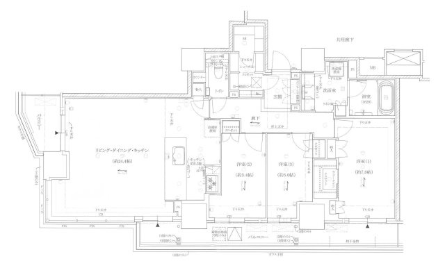 リバーガーデンタワー上町台筆ヶ崎の間取り