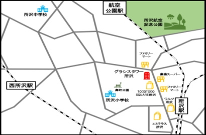 仲介手数料無料　グラシスタワー所沢の地図