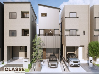 【外観パース】 | 城陽市寺田垣内後　売土地　建築条件付き | ・参考プラン価格：2620万（別途外構費187万、造成費等-万）
・建物価格は参考価格になります。
（弊社標準建物 30坪で計算した価格です）
・参考プラン延床面積：113㎡