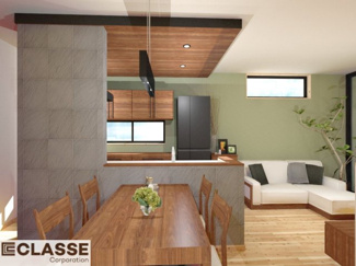 【完成予想図】 | 城陽市寺田垣内後　売土地　建築条件付き | アトリエスタイルハウス仕様の窓はペアガラス、サッシはアルミ×樹脂複合のハイブリットサッシを採用。ガラスの間には断熱性の高いアルゴンガスを充填しておりますので、より断熱性能が高まる仕様になっております。