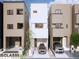 【外観パース】 | 城陽市寺田垣内後　売土地　建築条件付き | 弊社標準仕様（アトリエスタイルハウス仕様）では、耐震等級3相当が標準です。間取りにもよりますので、設計士に確認しながら、ご希望の間取りとの兼ね合いで考えていきましょう。