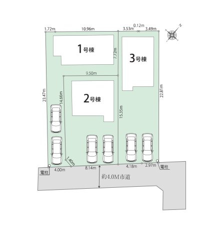熊本市東区尾ノ上3丁目第1-3棟（2号棟）の区画図|配置図（2号棟）