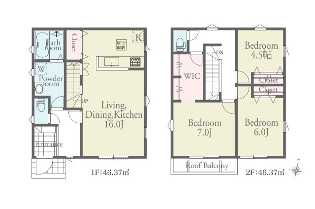 熊本市南区御幸笛田1丁目第2-3棟（1号棟）の間取り|全居室収納付きで便利です。