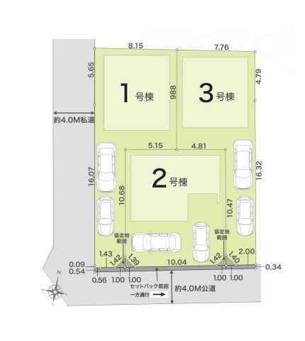 熊本市南区御幸笛田1丁目第2-3棟（3号棟）の区画図|配置図（3号棟）