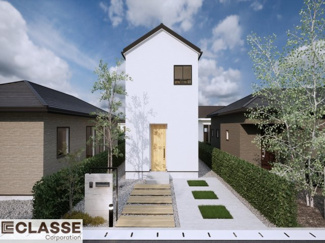 【外観パース】 | 城陽市富野西垣内　売土地　建築条件付き | ・参考プラン価格：2260万（別途外構費154万、造成費-万等）
・建物価格は参考価格になります。
（弊社標準建物28坪で計算した価格です）