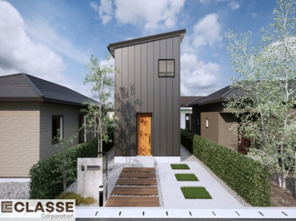 【外観パース】 | 城陽市富野西垣内　売土地　建築条件付き | アトリエ仕様では、長期優良住宅に対応した構造・耐震材を採用しており、各種補助金にも対応できます。間取りによりますので、設計士と相談しながら、ご希望プランに合わせて最適な形をご提案いたします。